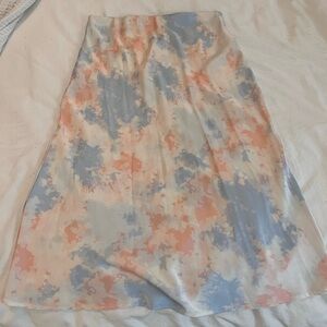Mud Pie "Silk" Pencil Skirt in Pastel Blue and Peach